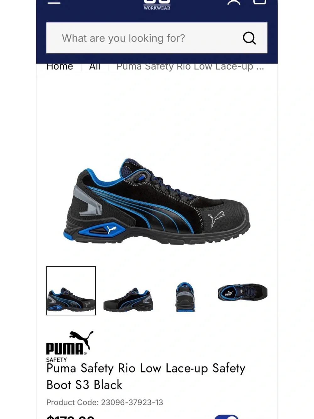 *NEW IN BOX* Puma Rio Low, Black and Blue Men's Safety Work Sneakers